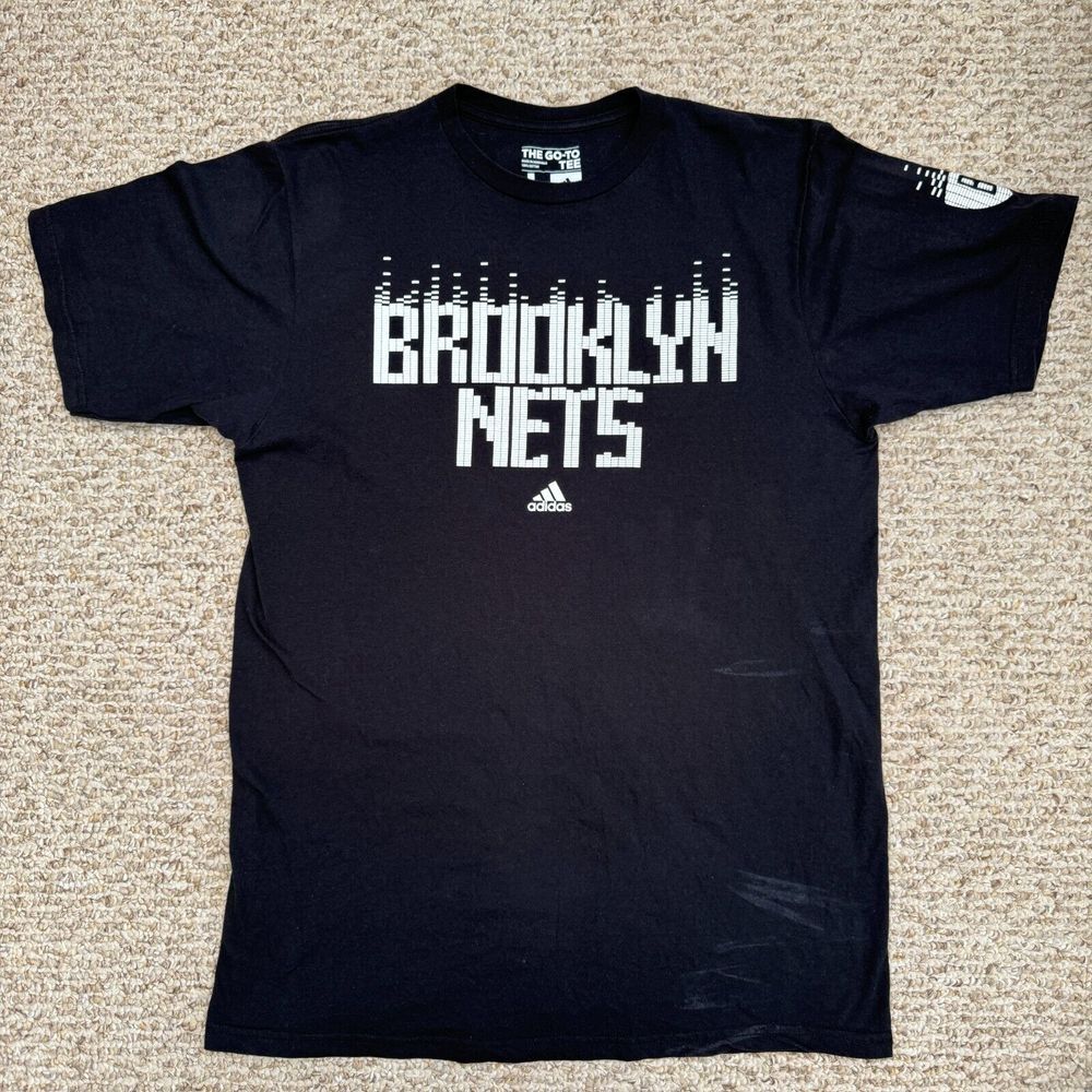 Adidas The Go To Tee Brooklyn Nets Black Large NBA Basketball Sports - Picture 1 of 8
